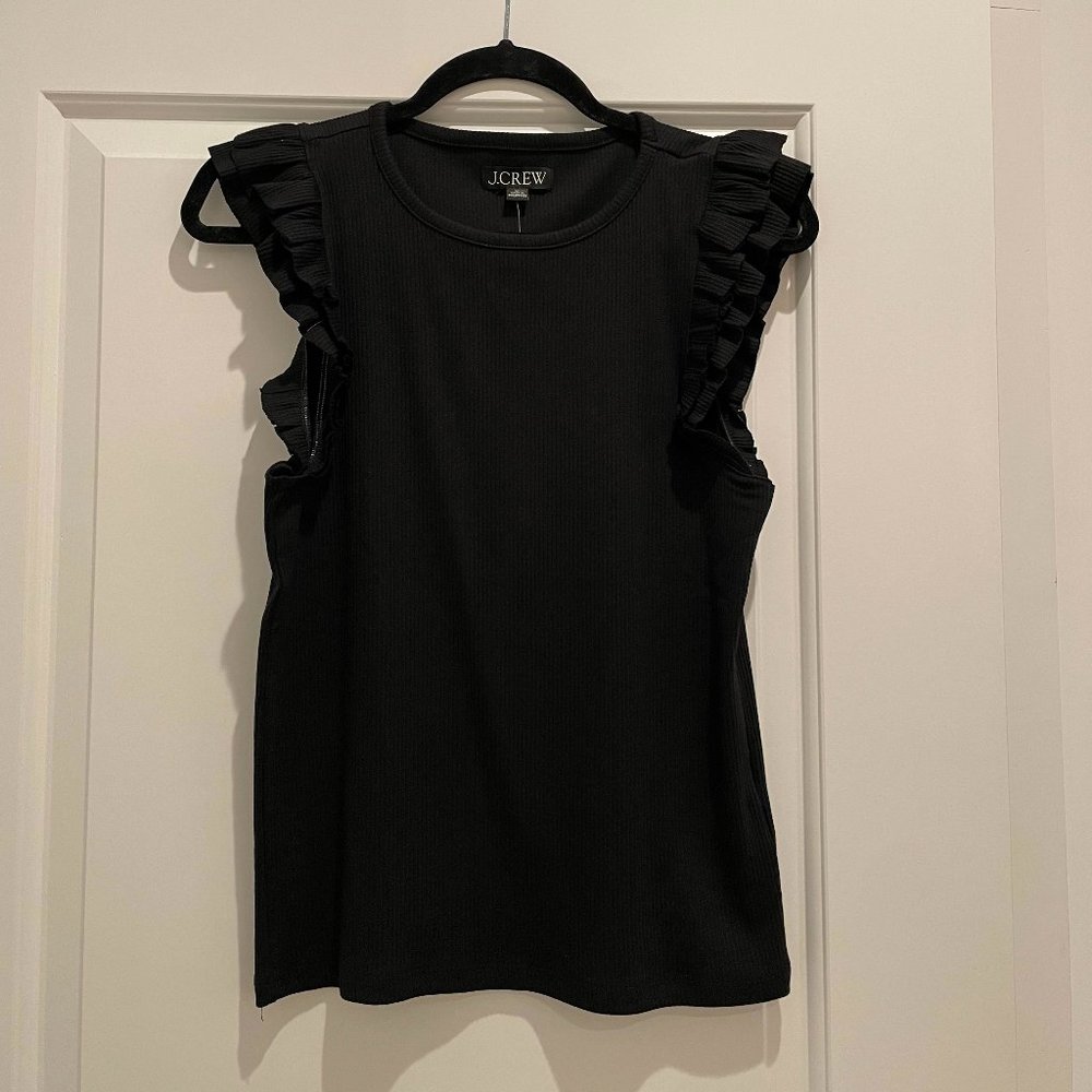 J.Crew Vintage Rib Ruffle-Sleeve Shirt